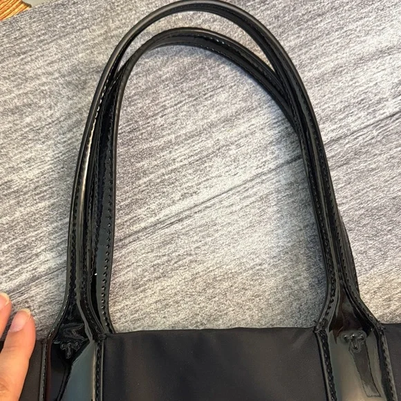 Tory Burch Mini Ella Black Patent Leather Trim Tote - Picture 5 of 11